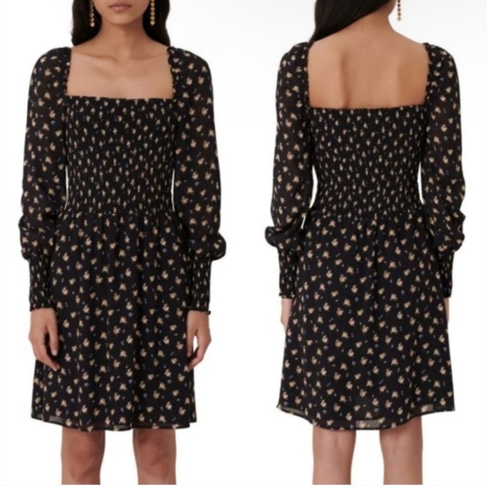 maje Floral Long Sleeve
Smocked Dress